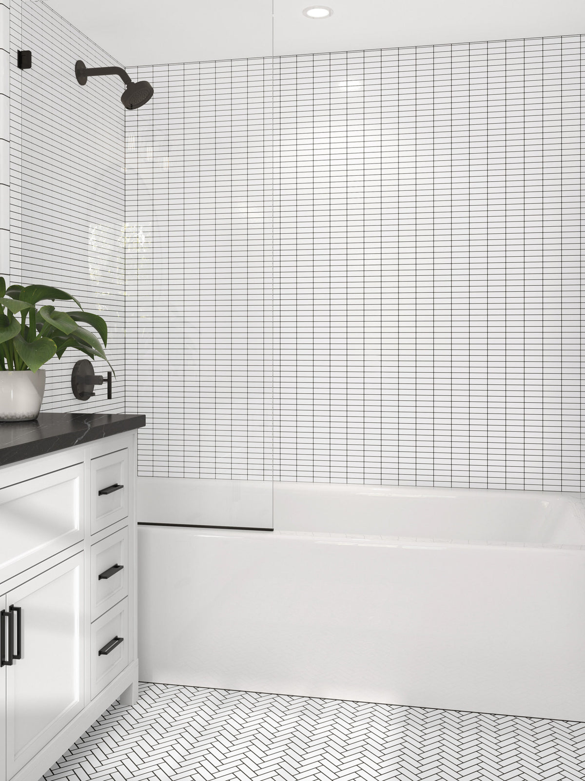 Platform Solutions Mosaics: White Herringbone