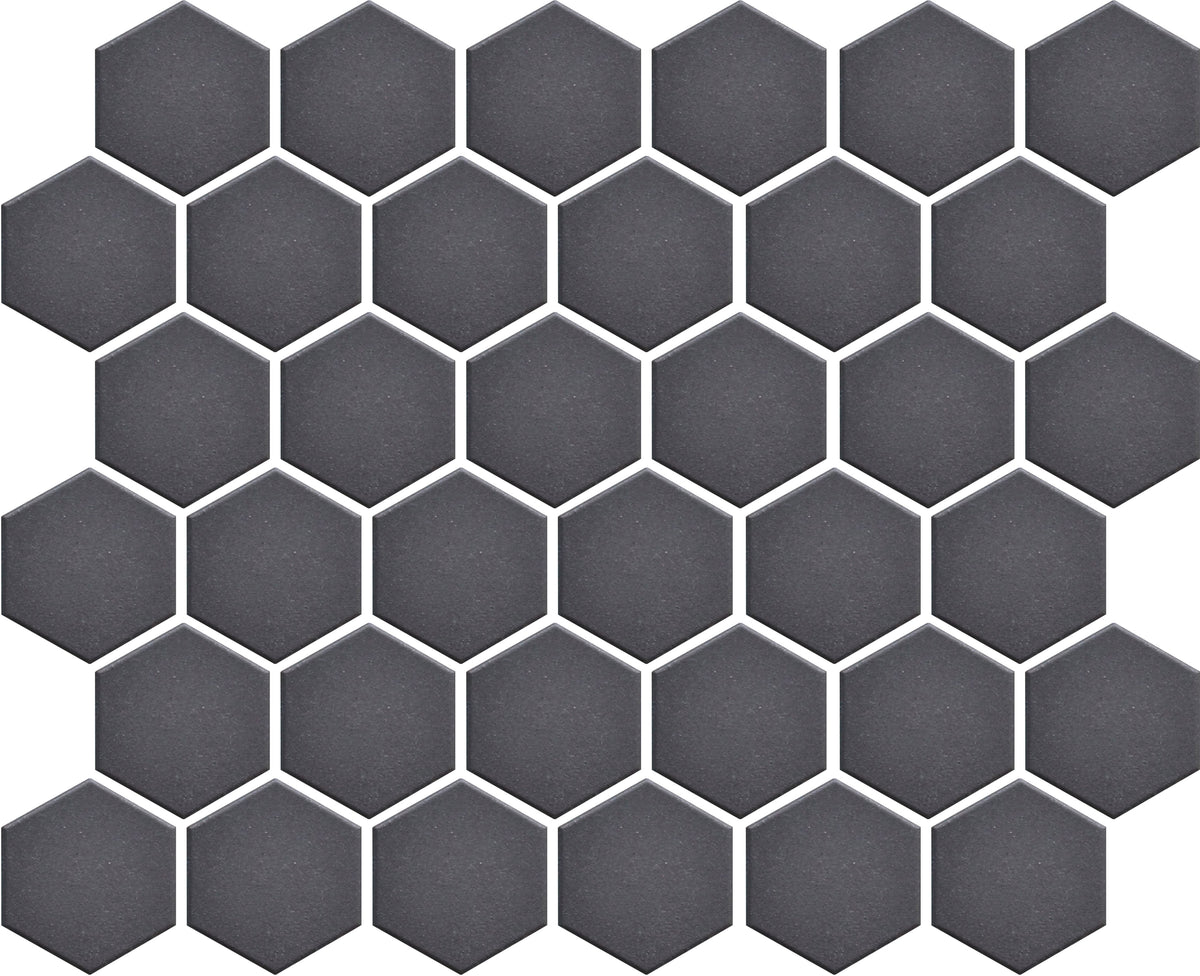Platform Solutions Unglazed Mosaics: Carbon Hexagon